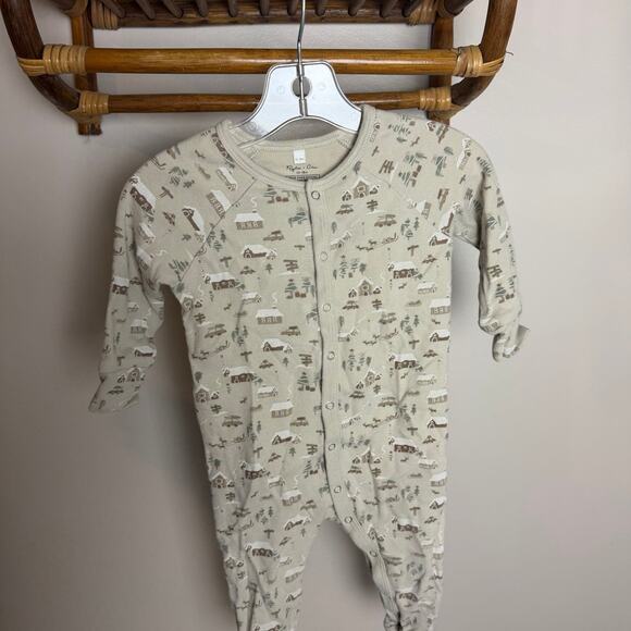 Rylee + Cru tan snow holiday sleeper unisex 12-18 months cotton - Picture 1 of 3